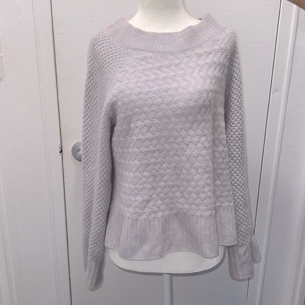 White + Warren Lavender Texture Cashmere Sweater